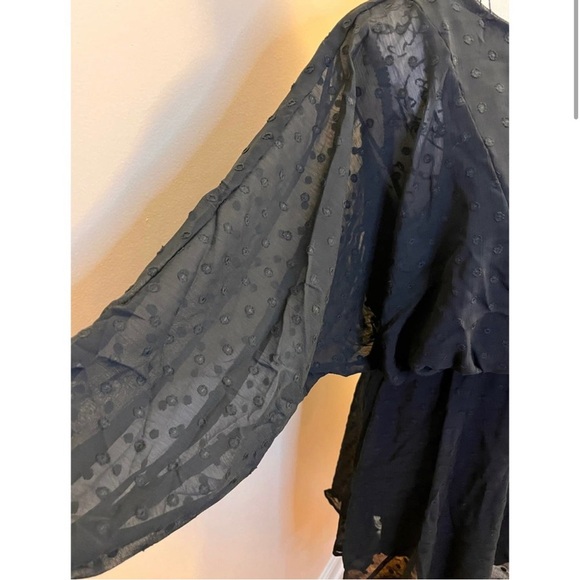 Urban Outfitters Lumiere Black Long Sleeve Swiss Dot Dolman Dress Size Med NWT - Picture 4 of 8